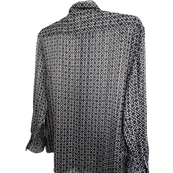 Zara Black and White Geometric Button Down Shirt - Picture 3 of 4